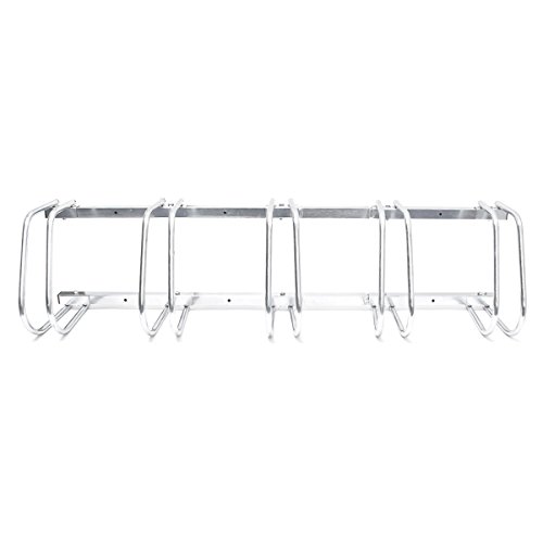 Relaxdays Fahrradständer, Für 5 Fahrräder, Boden- und Wandmontage, Mehrfachständer, HBT: ca. 26 x 130 x 32 cm, silber - 5