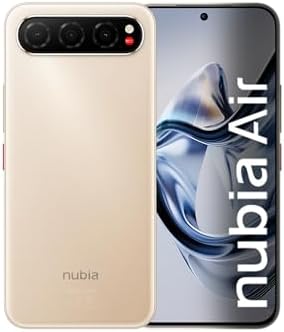 nubia Air, Smartphone ultrasottile, Display AMOLED 6,78", 256 GB, RAM 20GB (8+12GB RAM fusion), Tripla camera AI 50MP, Batt.5000mAh, resistente ad acqua e polvere (IP68 & IP69), Titanium Desert