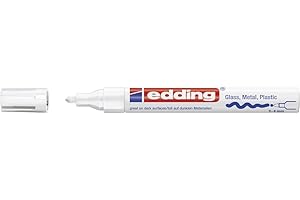 edding 750 Marcatore a Vernice Lucida, Bianco, 1 Pennarello, Punta Rotonda 2-4 Mm, Pennarello Indelebile per Vetro, Pietra, Legno, Plastica, Carta, Impermeabile, Alta Copertura