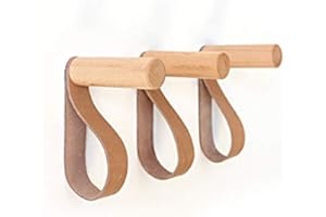 anaan “Forest” Percheros de pared con Correa de Cuero Ganchos para abrigos Madera Colgador Abrigos Decorativo escandinavo Diseño (Juego 3)