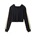 Produktbild MEIbax Damen Long Sleeve Gestreifte Crop Hoodie Sweatshirt Pullover mit Kapuze Pullover Top