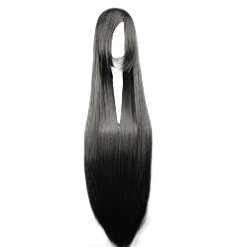 Anime Wig 100CM Long Straight Black Style Lovely Lady Anime Cosplay Hair Full Wig