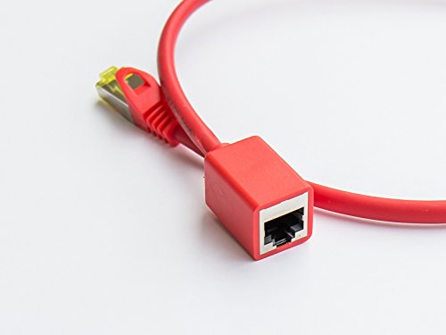 Good Connections RJ45 Ethernet LAN Patchkabel-Verlängerung mit Cat. 7 Rohkabel, mit Rastnasenschutz RNS, S/FTP, PiMF, halgenfrei, 500MHz, OFC, CU – 10-Gigabit-fähig (10/100/1000/10000-Base-T Ethernet Netzwerke) – rot, 3 m - 2