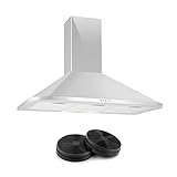  Klarstein Karajan 90 Campana extractora • Extractor de humos • Extractor de pared • 90 cm • 156 W • 536 m³/h • 3 niveles • Iluminación de los fogones • Acero • 2 filtros de carbono activo • Plateado