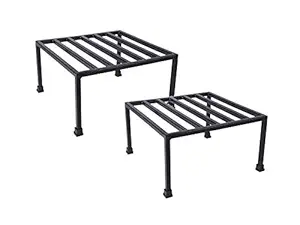 Rise Corp Iron Square Flower Pot Stand Planter - Heavy Duty Plant Display Stand for Home Balcony Decor, Office, Garden, Outdoor (Black) Pack of 2