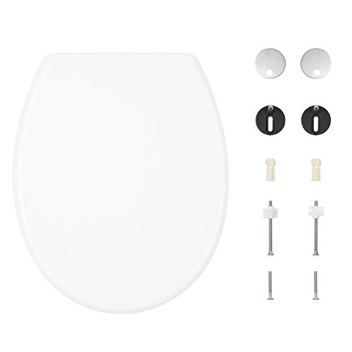 Homitex WC Sitz mit Absenkautomatik Duroplast Quick-Release Edelstahl Scharniere Antibac Weiß - 8