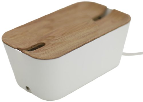 Bosign 291169 HIDEAWAY Organizador de Cables  Caja para Cables y Estaci  n de Carga  color Blanco Natural  Mediano  30 x 18 x 14 cm