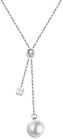 NIUWJ Women's Fashion Wild Necklaces Single-diamond Artificial Pearl Box Item Decoration,Steel