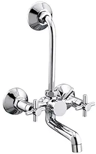 Drizzle Wall Mixer Corsa 2 in 1 Brass Chrome Plated/Bathroom Wall Mixer Tap/Wall Mixer With L Bend/Water Mixer Tap For Bathroom/Quarter Turn Foam Flow Tap