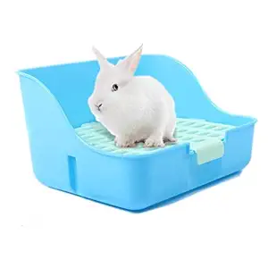 Md trade Square Potty Trainer Corner Litter Bedding Box Pet Pan for Small Animal/Guinea Pig/Rabbit/Falesaur/Ferrets(Blue)