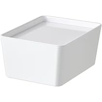 IKEA Kuggis Kleine Box mit Deckel, Kunststoff, 13 x 18 x 8 cm, Weiß Küche, Haushalt & Wohnen