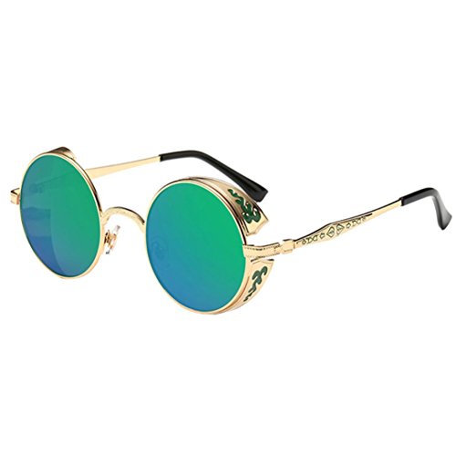 AMUSTER.DAN Unisex Sommer Vintage Retro runde Brillen Sonnenbrillen Mehrfarbig Sonnenbrille (Grün)