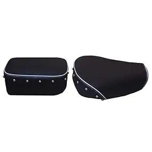 BikeNwear Customized Split Seat Cover-Black with Button Compatible with Royal Enfield Classic 350cc & 500cc-SUITABLE for Old Model Classic Prior to SEP 2021