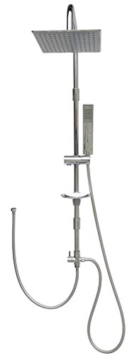 Duschset Brauseset Dusch Brause Set Überkopfbrause Duschstange 100cm Regendusche Kopfbrause Duschsystem Komplettdusche Brausestange Duschbrause variable Halter 40cm-85cm Duschgarnitur für vorhandene Bohrlöcher 2525 25cm x 25cm - 3