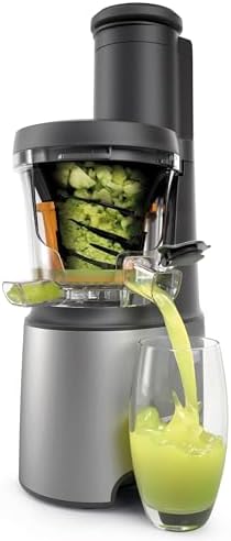 Kenwood PureJuice XL JMP85.​000SI, Estrattore Frutta e Verdura con Contenitore Polpa e Brocca per Succo, Tubo di Alimentazione XL, Tappo Antigoccia, Potenza 230W, Argento