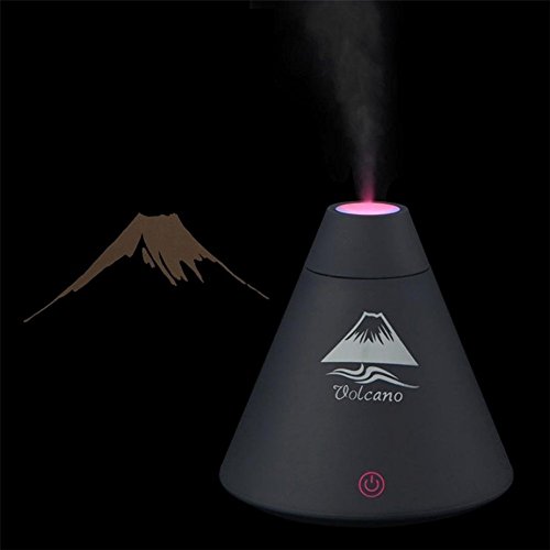 Yinano®Mini Volcano USB Luftbefeuchter Ultraschall Aroma Diffusor Aromatherapy Luftreiniger Nebel Zerstäuber LED Farbwechsel (Volcano Aroma Diffuser, Schwarz) - 4