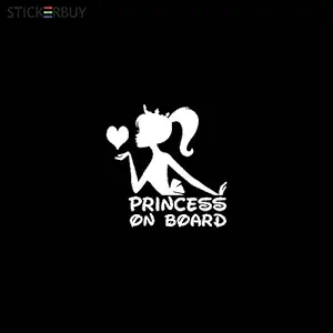 stickerbuy  Princess ON Board Baby Child Crown Decal Vinyl Car Sticker 13.00cm X 13.00cm (White)