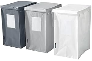 IKEA Dimpa Set of 3 Waste Separation Bags with Carry Handles, Waste Separation System, Recycling, Storage for Bottles with Refundable Deposit, 22 x 35 x 45 cm, 35 Litres – White/Grey