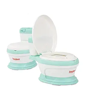 Baybee Gusto Western Toilet Potty Seat for Kids, Baby Potty Training Seat Chair with Closing Lid, Cushion Seat & Removable Tray | Kids Toilet Seat | Potty Seat for 1-3 Year Child Boys & Girls (Green)