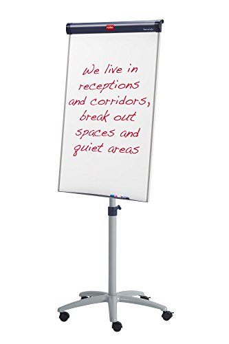 Nobo Barracuda Mobile Easel Whiteboard Flipchart with Magnetic and Height-Adjustable, 1000 x 700 mm - White
