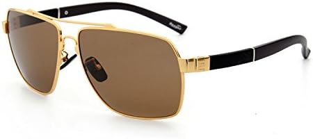 CHB Polarized Sunglasses Aviator Metal Frame Light-weighted UV400 Protection Men's With Case (gold)