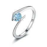 AnazoZ Modeschmuck Rund Brillantschliff 5X5mm Blau Topas Ring Vintage 925 Sterling Silber Verlobung Band für Frauen Ringgr.56 (17.8)