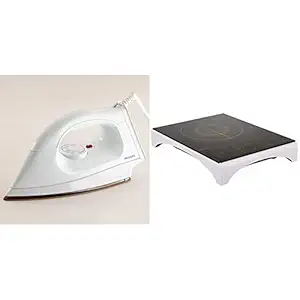 Philips HI114 1000-Watt Golden American Heritage Soleplate Dry Iron & Philips Viva Collection HD4938/01 2100-Watt Induction Cooktop with Sensor Touch (Black)