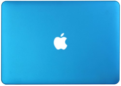Topideal Schutzhülle, 3 in 1 Gummierte Matte, Seidenmatten, Satins, keramische Elemente, Schutzhülle für MacBook Air 33,8 cm (Modell: A1369 und A1466) + Tastatur-Cover + Displayschutzfolie aqua blue EU/UK Keyboard Version - 4