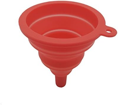 ROHANS Collapsible Retractable Funnel, 2 Pack, FDA Approved Silicone Folding Funnel for Liquid and Powder Transfer for easy pouring (Large, Red)