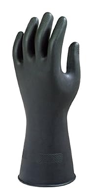 Ansell Black Heavyweight G17K Gants en latex de caoutchouc naturel, protection contre les produits chimiques et les liquides, Noir, Taille 10.5 (Sachet de 1 paire)