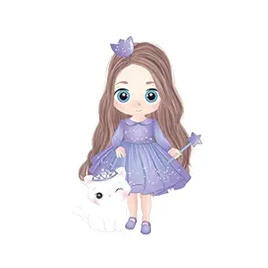 woopme Fairy Girl with Cat Love Wall Sticker for Home Decor Living Room Hall Wall Decoration Gifts Kids Bedroom Kitchen Office Shop Restaurant L X H 40 X 60 Cms