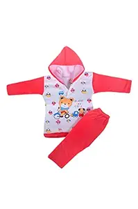 Generic Winter wear Clothing Set up to 12 Months Cartoon Printed Baby Boys and Baby Girls with Cap (RED, 6-9 Months)