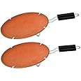 Jetwals Handmade Earthenware Clay Tawa for Roti with Handle (Standard Size, Brown) (Q-2 Tawa) Pack of 2