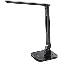 TaoTronics LED Lampe de Bureau 4 modes 5 Niveaux d'Intensité Réglable 14W Lampe de Table avec 1 Port Chargeur USB et Contrôle Tactile Fonction Minuterie et Mémoire Bras Repliable Classe Energétique A+