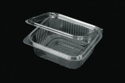 Vaschette rettangolari in PET - mm. 140x123x37 - Codice B1 CC. 375 - Confezione da 50 contenitori trasparenti richiudibili con coperchio unito - Vaschette monouso con chiusura incernierata ed ermetica