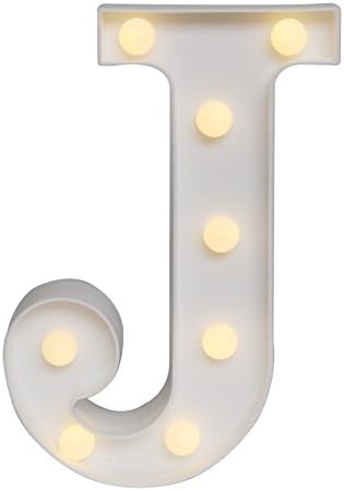 GB UNICORN Wall Letters Light At Symbol Battery Marquee Letter Lights Alphabet Light Up Sign for Wedding Home Party Bar Decoration（White J）