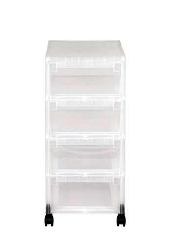 Ordnung in Büro, Haushalt & Spielzimmer! Multifunktionaler Rollwagen mit vier gleich großen Schubladen. Schubladen und Korpus in komplett Transparent! Mit vier leichtängigen Rollen – SUPER! - 3