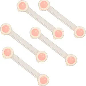 LADWA 5 Pieces Child Safety Strip Locks Baby Locks for Cabinets and Drawers (Pink, Pack of 5), Toilet, Fridge & More. Easy Installation, No Drilling Required