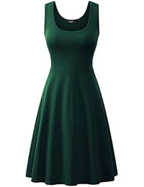 ZJCTUO Damen Ärmelloses Beiläufiges Strandkleid Sommerkleid Tank Kleid Knielang
