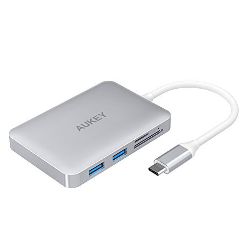 AUKEY USB-C Hub with HDMI SD microSD Card Reader Dual USB 3.0 Ports USB 2.0 Port and USB-C Power Delivery Charging Throughput for New MacBook Pro RS.7999 (47.00% Off) - Amazon