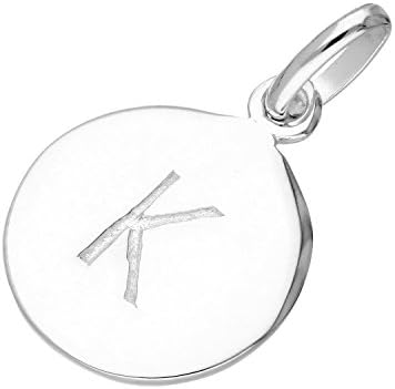 Sterling Silver Engravable Round Alphabet Letter K Charm - Available (A - Z)