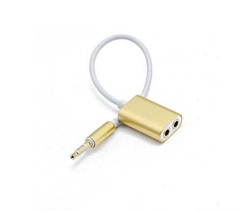 Preisvergleich Produktbild Gold Schmetterling @ 2 PCS Aluminiumlegierung 3.5mm Ein Minute Kopfhörer Audiokabel, Kopfhörer Ein Minute Headset Paar Line Kabel