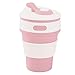 Produktbild Uarter multifunktionale Silikon zusammenklappbare Tasse faltbare Reise Kaffeebecher zusammenklappbare Kaffeetasse mit auslaufsicheren Deckel, geeignet für Reisen, Outdoor, Camping, Wandern und Picknick, 350ml Kapazität, Pink