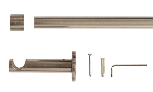 BELLANI Gardinenstange Vorhangstange 16mm – Edelstahl-Optik – 1-läufig (ohne Ringe) - 2