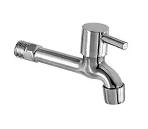 Jagger Turbo Stainless Steel Long Body taps for Bathroom and Kitchen taps with Chrome Finish and Quarter Turn Fitting (Wall Flange and Teflon Tape) Set of (1)