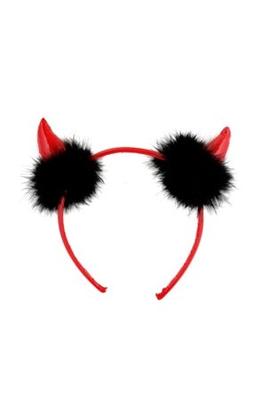 Preisvergleich Produktbild Teufelshörner Rot mit Schwarzen Marabufedern für Junggesellenabschied