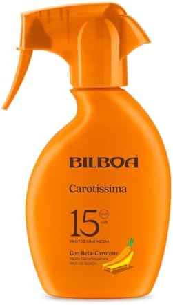 Bilboa Carotissima, Solare Trigger SPF 15, Abbronzante Corpo, Formula con Betacarotene, Mette l'Abbronzatura Nero su Bianco, Resistente all'Acqua, Dermatologicamente Testato, 200 ml