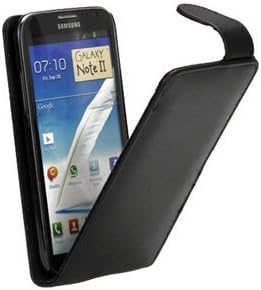Samsung Galaxy Note II N7100 BLACK LEATHER FLIP CASE WITH SCREEN PROTECTOR