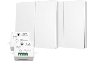 FAST LED TECHNOLOGY Interrupteur sans fil et sans pile Auto alimenté - Écologique - Qualité Pro - Va et vient RF 2 télécommande double allumage + 2 relais radio encastrable - Longue Distance - Intérieur Extérieur IP64