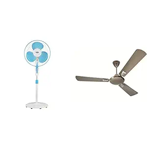 Usha Mist Air Icy 400mm Pedestal Fan (Blue)+Usha Striker Galaxy 1200mm 80-watt Goodbye Dust Ceiling Fan with Anti Dust Feature (Silver Sage)